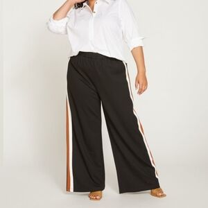 Black Wide-Leg Pants with Stripes 1x/2x Price Firm